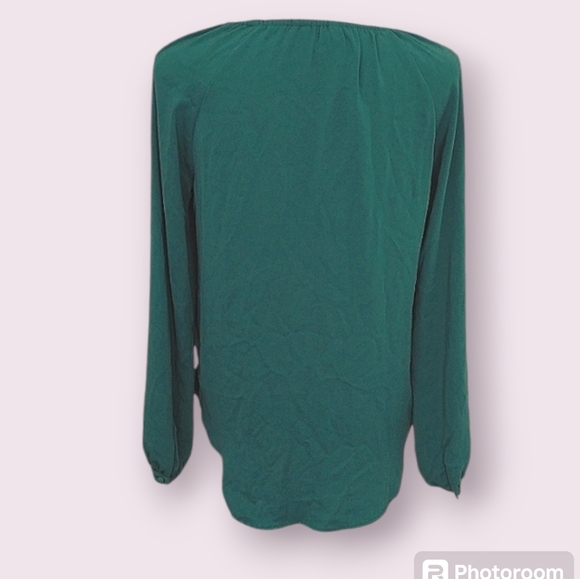 Naked Zebra Faux Wrap Blouse Size Small Green - Picture 3 of 5